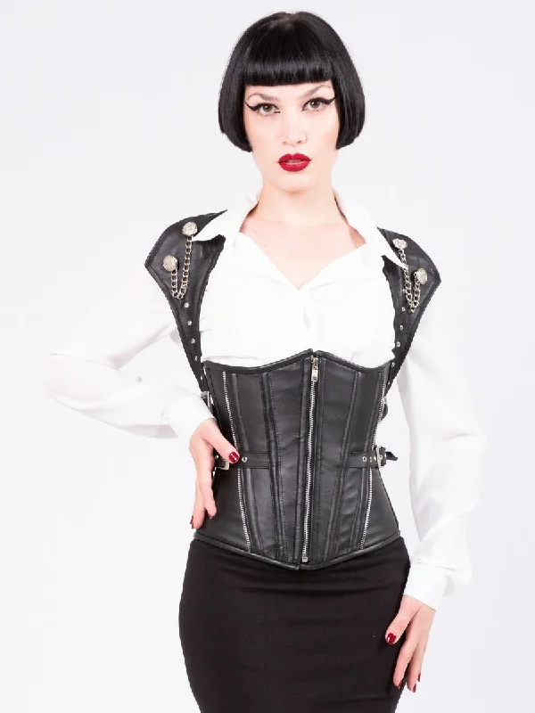 Leather Zip, Buckle & Halterneck Corset