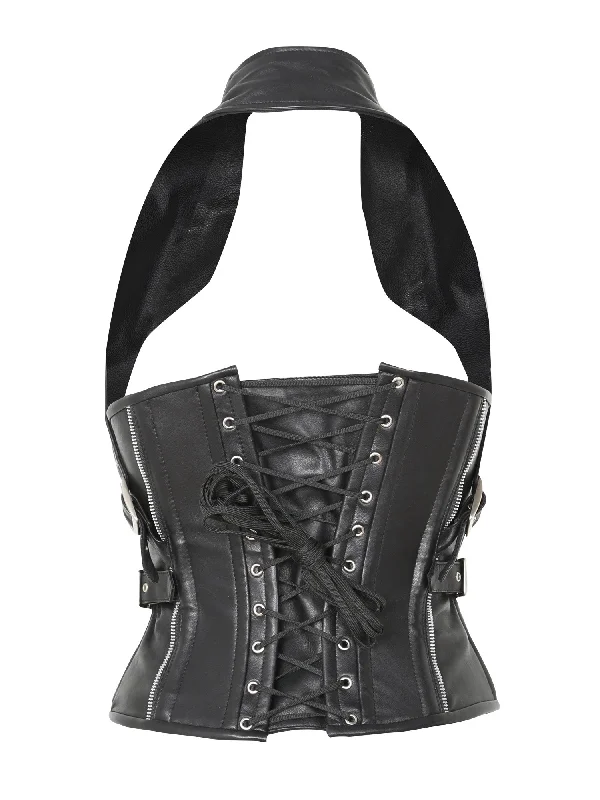 leather-zip-buckle-halterneck-corset