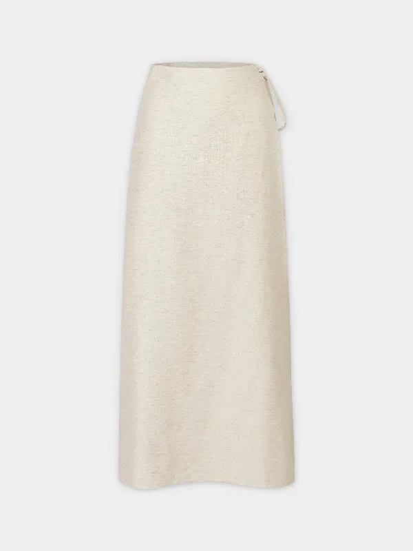 Linen Wrap Skirt-Oatmeal