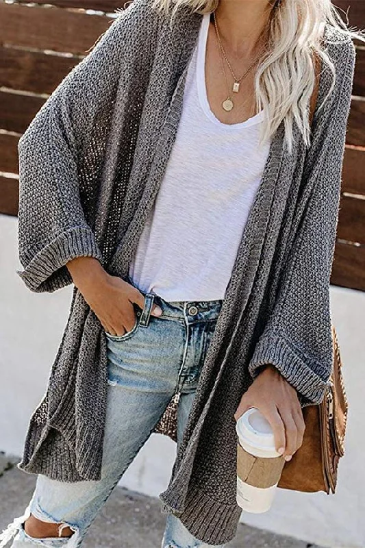 long-long-sleeve-cozy-solid-color-collarless-casual-wear-cardigan-1