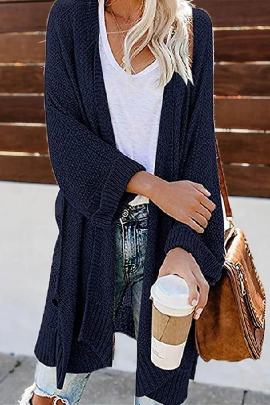 long-long-sleeve-cozy-solid-color-collarless-casual-wear-cardigan-1