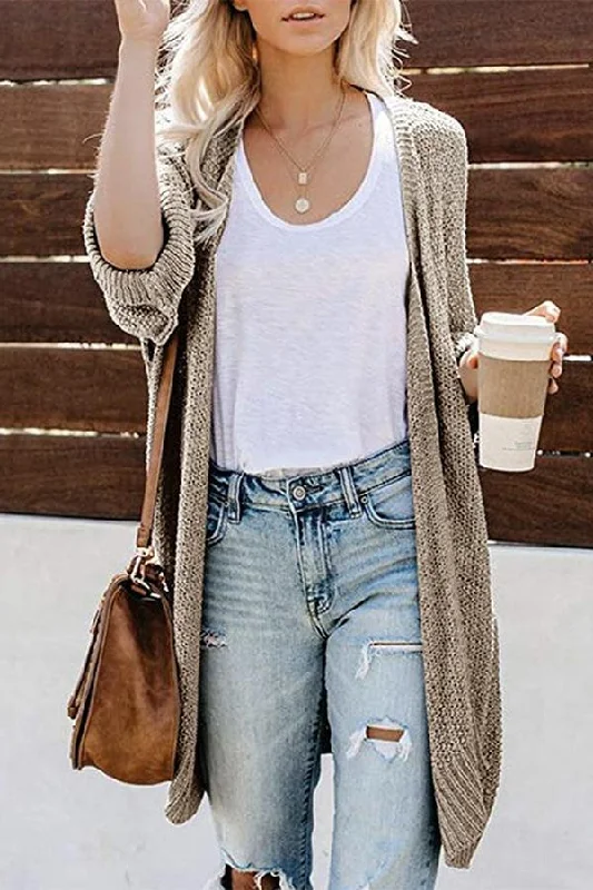 long-long-sleeve-cozy-solid-color-collarless-casual-wear-cardigan-1