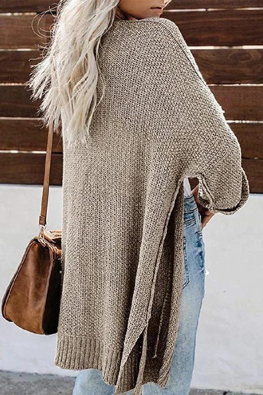 long-long-sleeve-cozy-solid-color-collarless-casual-wear-cardigan-1