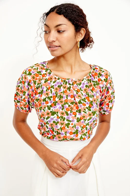 Lotta Washable Silk Blouse - Seaside Floral