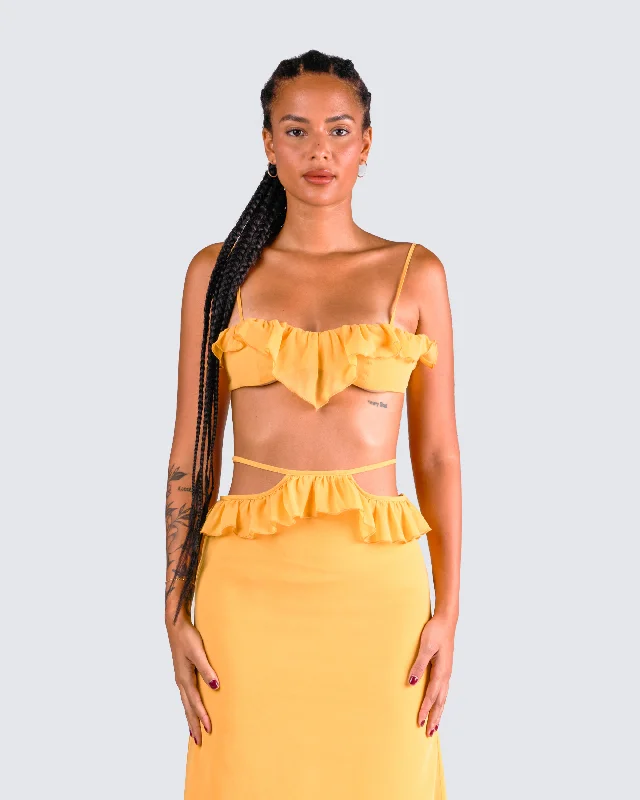 lyra-yellow-ruffle-cropped-top