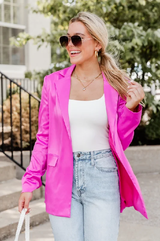 Find It In You Magenta Satin Blazer