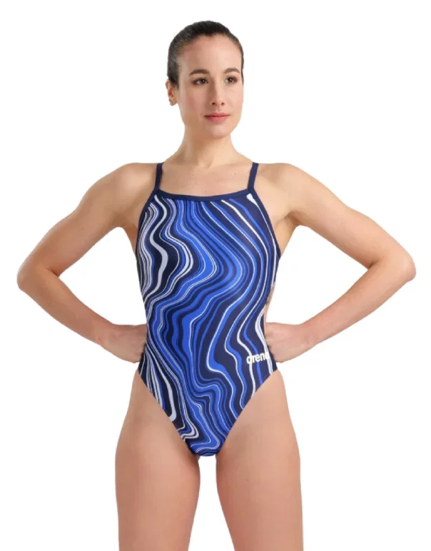 Marbled Challenge Back Swimsuit - Navy/Multi