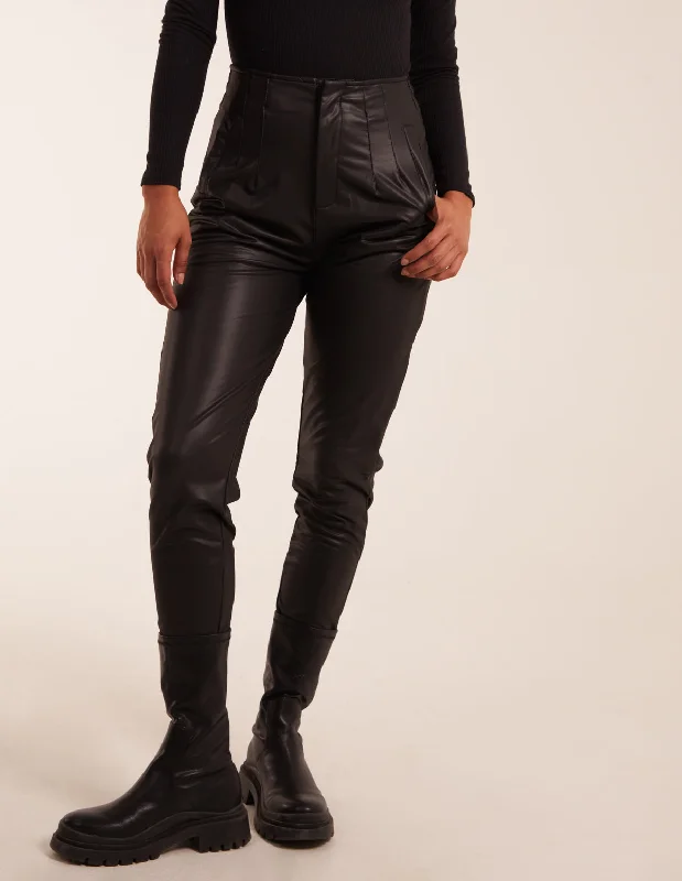 Matte Faux Leather Tailored Trouser