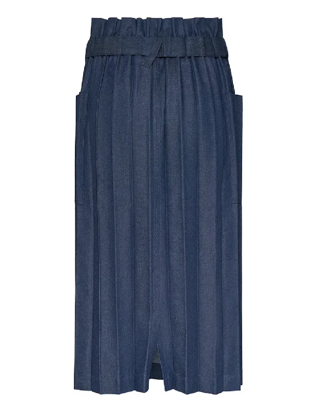 Remetex Pleats Denim Skirt