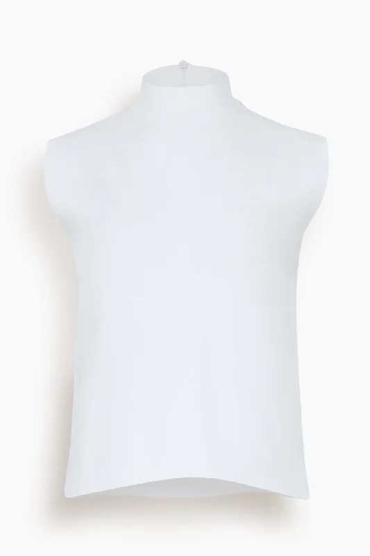 Mock Neck Tank Top in Optical White