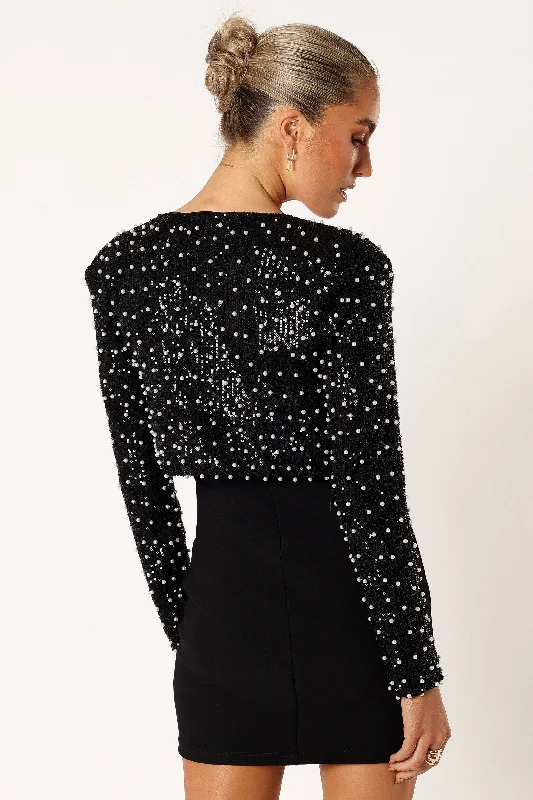 monica-all-over-pearl-crop-jacket-black