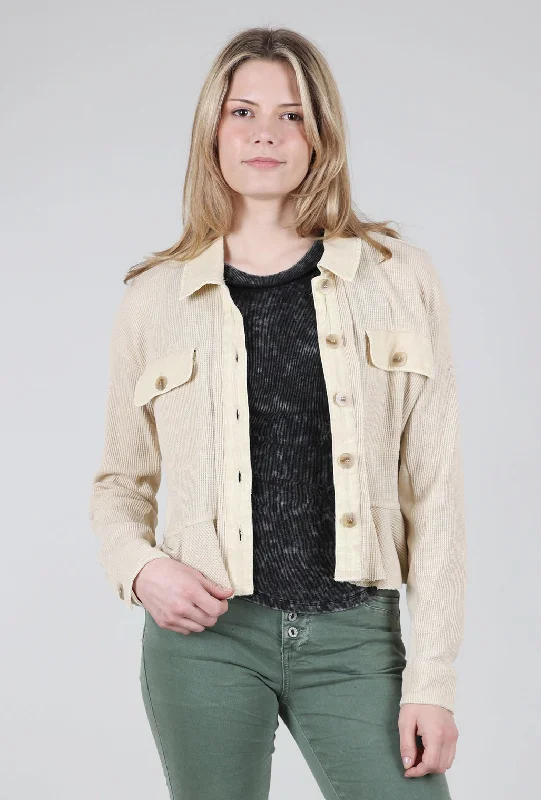 Cropped Waffle Jacket, Almond