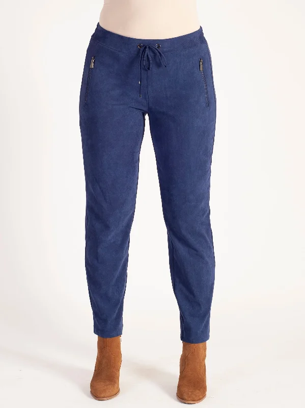 Blue Faux Suede Trousers