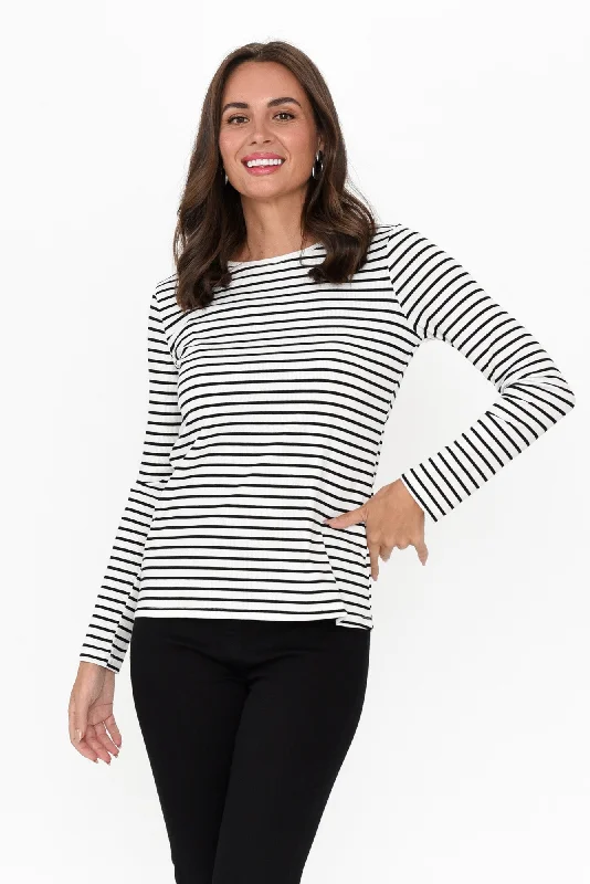 Newport Black Stripe Cotton Top