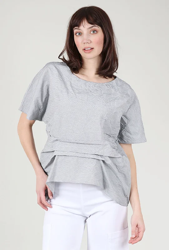 Crush Pinstripe Pintuck Top, Gray