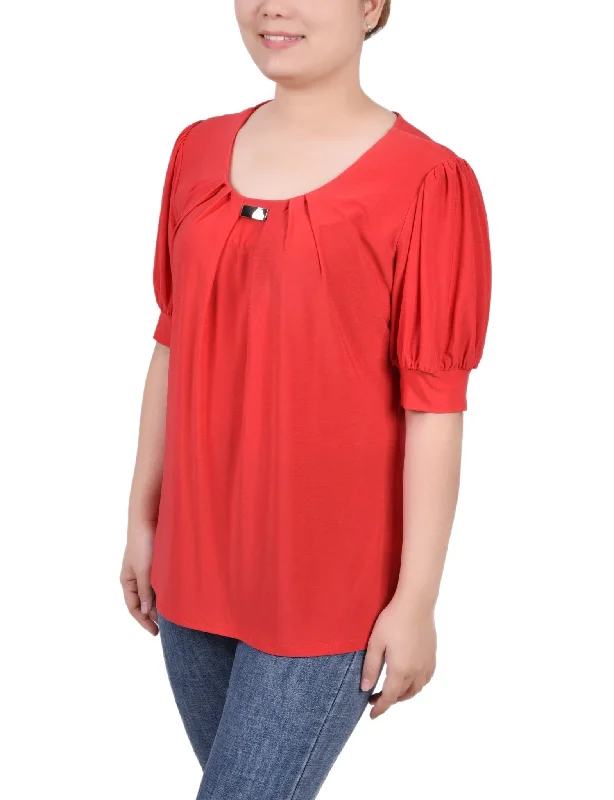 ny-collection-short-sleeve-balloon-sleeve-top-with-hardware-petite