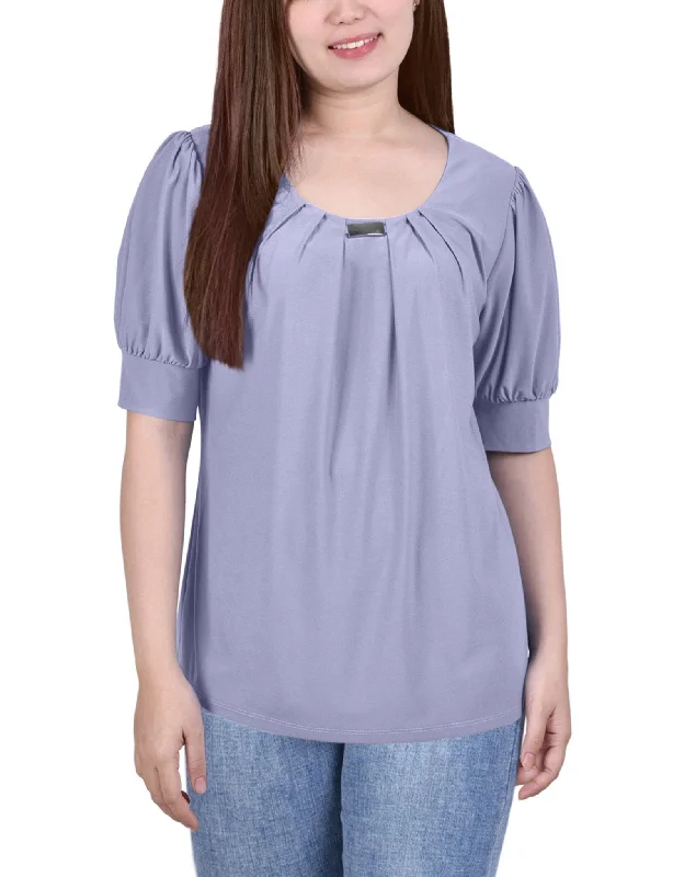 ny-collection-short-sleeve-balloon-sleeve-top-with-hardware-petite