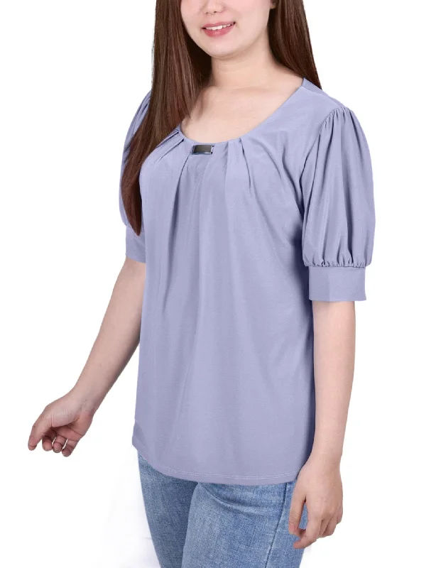 ny-collection-short-sleeve-balloon-sleeve-top-with-hardware-petite