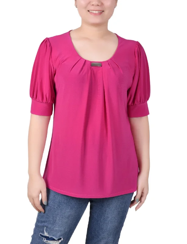 ny-collection-short-sleeve-balloon-sleeve-top-with-hardware-petite