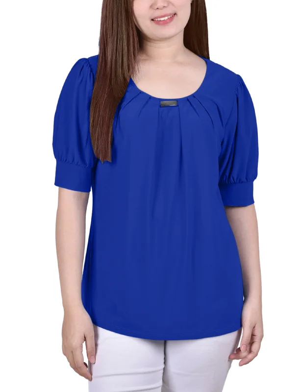 ny-collection-short-sleeve-balloon-sleeve-top-with-hardware-petite