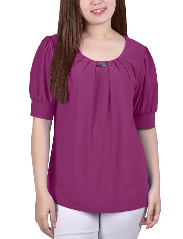 ny-collection-short-sleeve-balloon-sleeve-top-with-hardware-petite