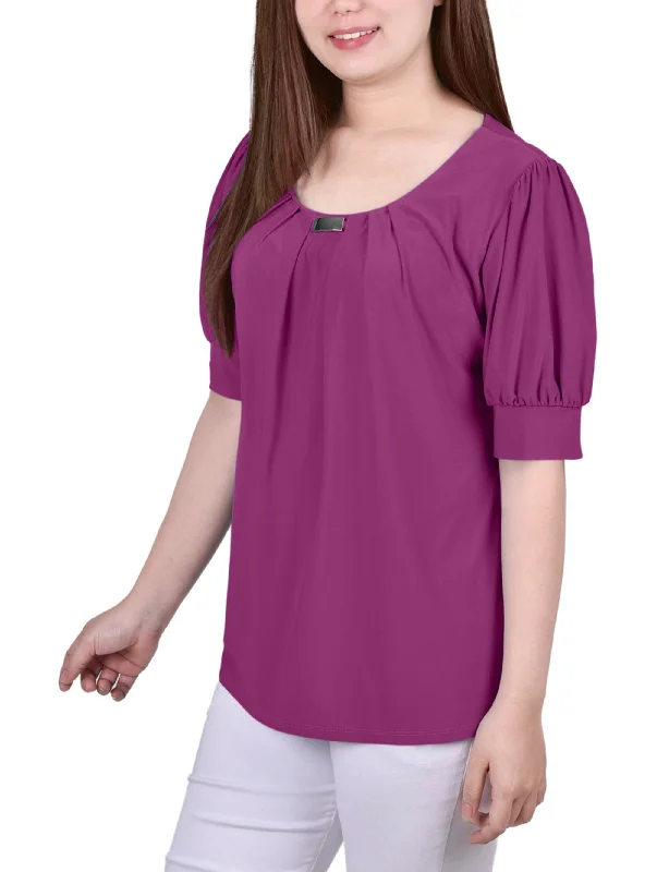 ny-collection-short-sleeve-balloon-sleeve-top-with-hardware-petite