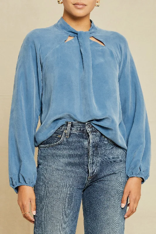 Papillon Cottonseed Cupro Blouse - Azure