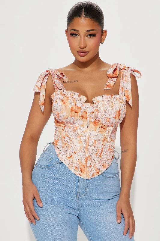 Perfect Picnics Floral Corset Top - Orange/combo