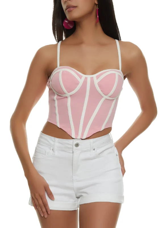 Contrast Trim Cami Bustier Top