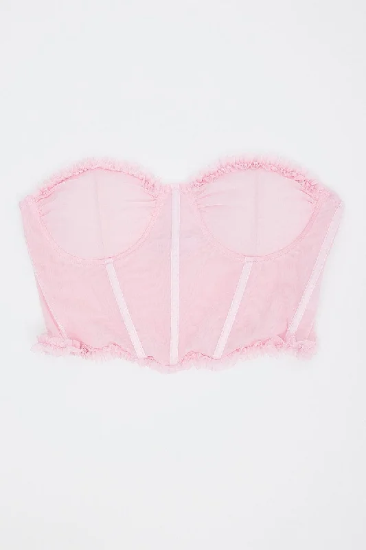 Pink Mesh Corset Top Lingerie