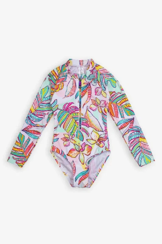 Tropical Long Sleeve Swimsuit