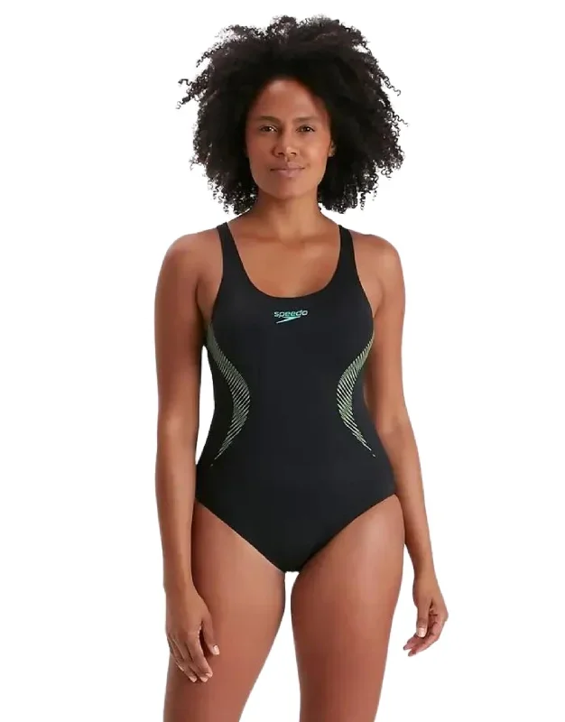 Placement Muscleback Swimsuit - Black/Blue