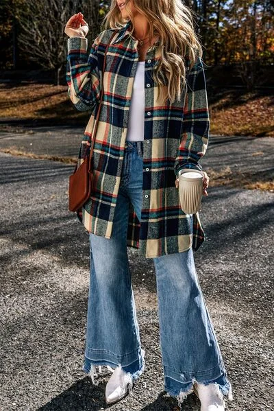 plaid-button-up-long-sleeve-slit-shacket