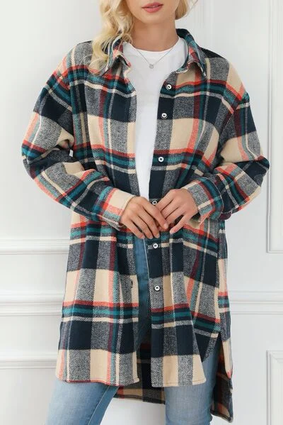 plaid-button-up-long-sleeve-slit-shacket