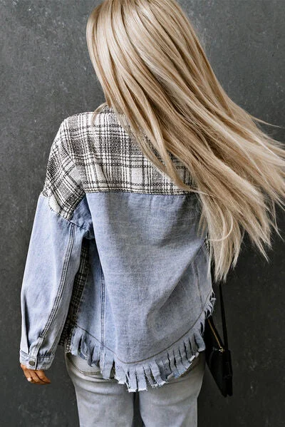 plaid-pocketed-snap-down-denim-jacket