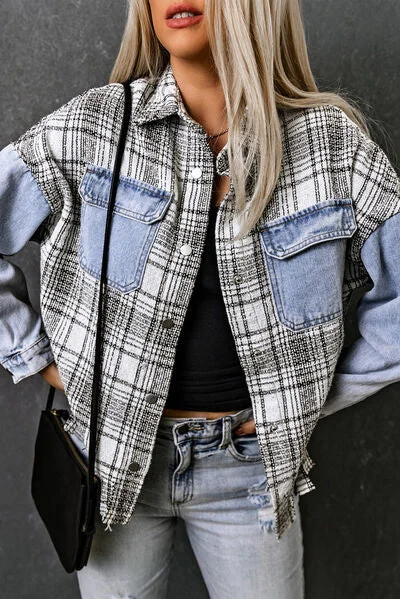 plaid-pocketed-snap-down-denim-jacket