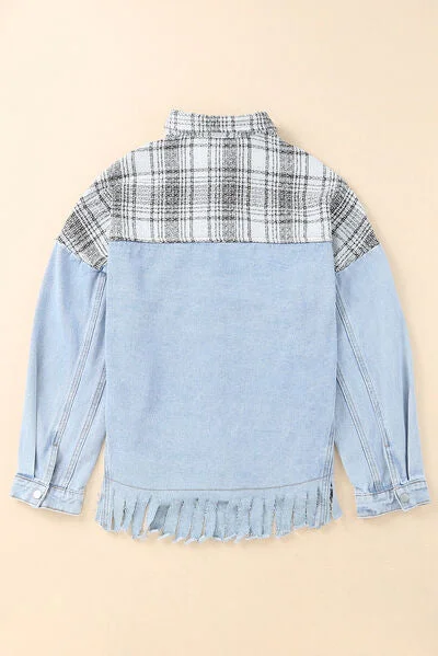 plaid-pocketed-snap-down-denim-jacket