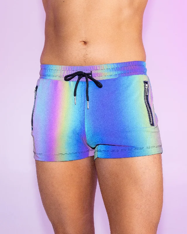 Rainbow Reflective Drawstring Shorts