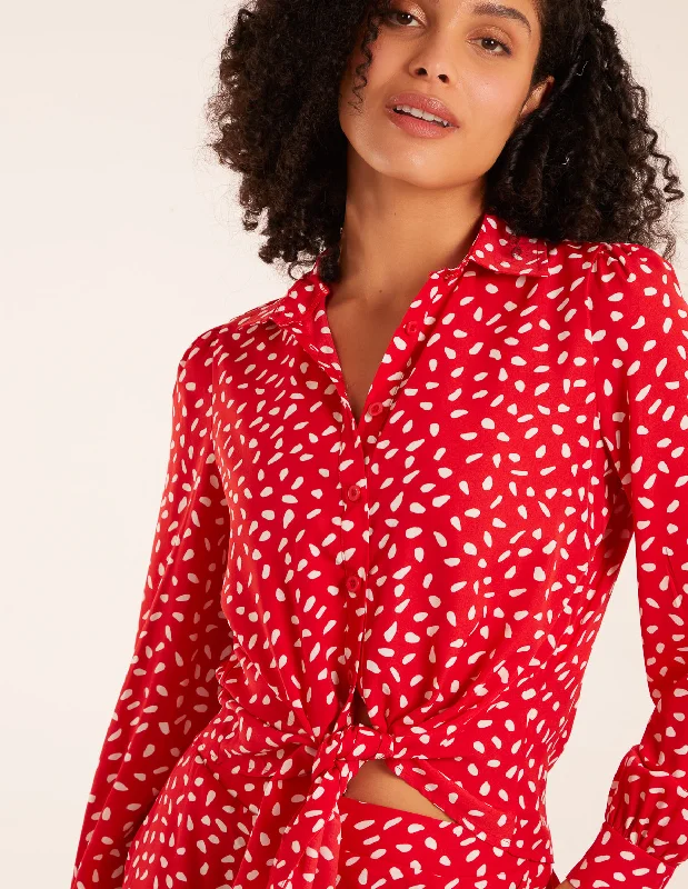 red-polka-dot-oversized-shirt-trouser-set