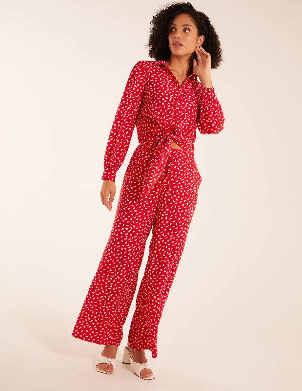 red-polka-dot-oversized-shirt-trouser-set