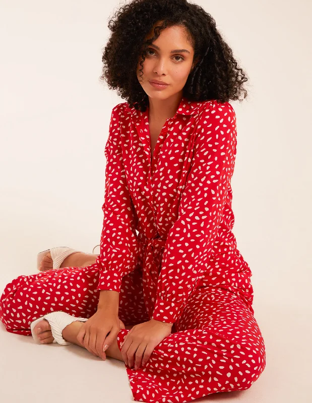 red-polka-dot-oversized-shirt-trouser-set