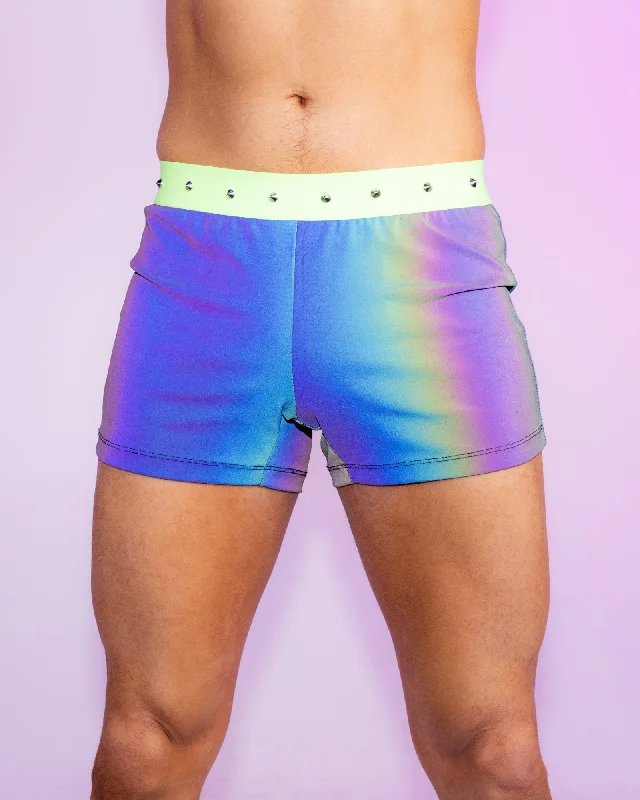 Reflective Lime Studded Shorts