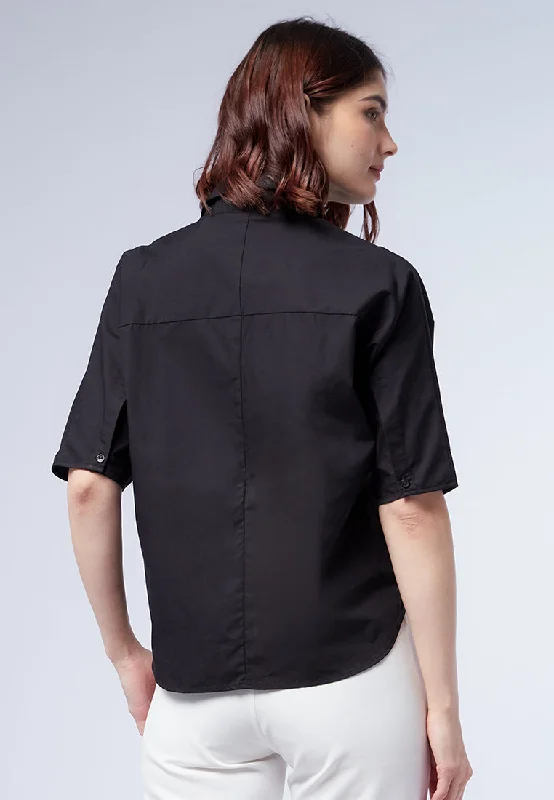 regular-fit-short-sleeve-blouse-23l045-black