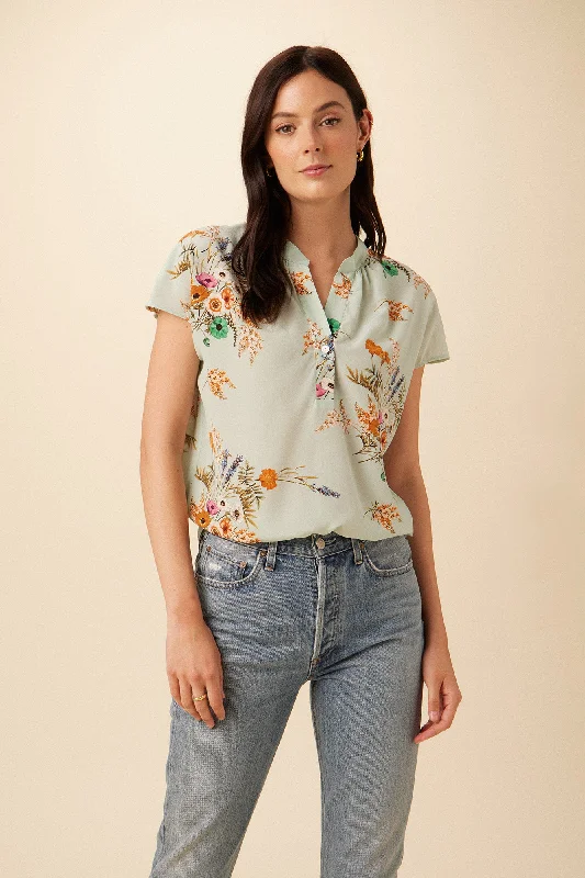 Renata Washable Silk Blouse - Cannes Floral