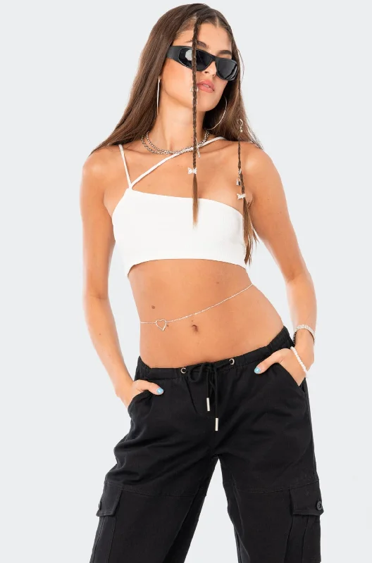 Asymmetric Ribbed Crop Top