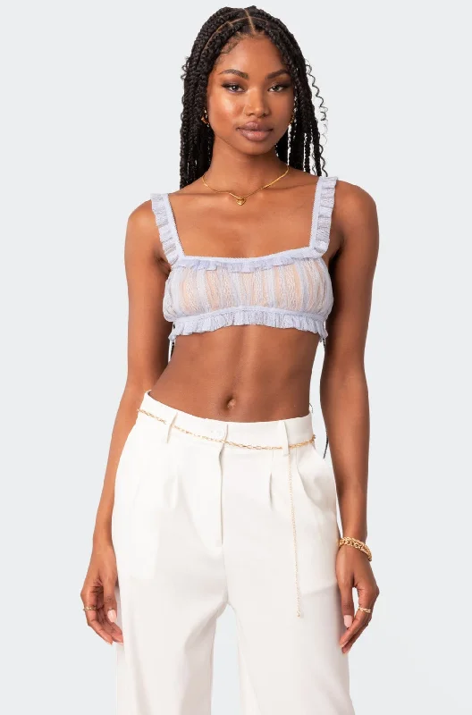 Gabi Ruffle Sheer Lace Bralette