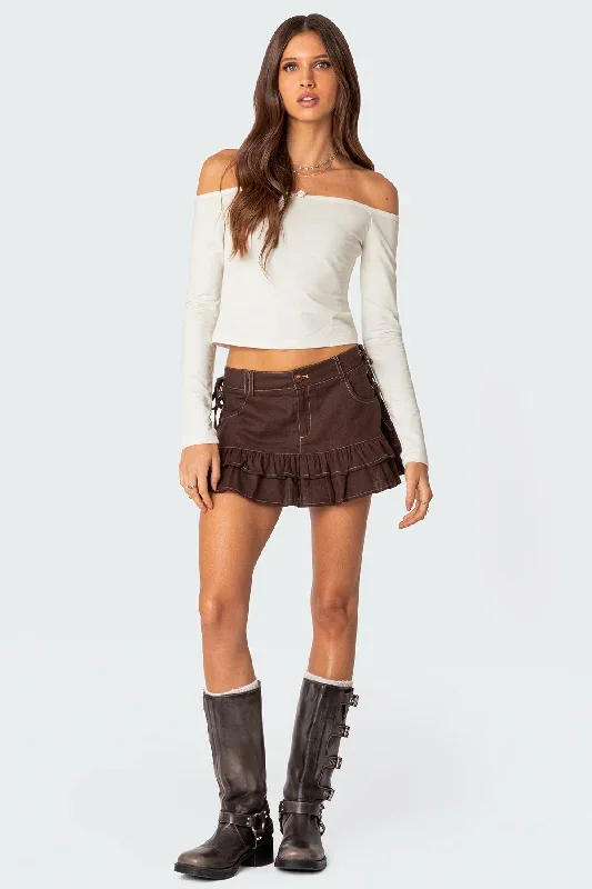 Dev Ruffle Linen Look Mini Skirt