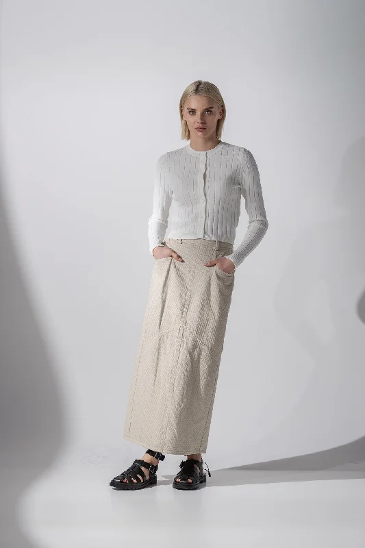 Silk Knit Cropped Cardigan-Ivory