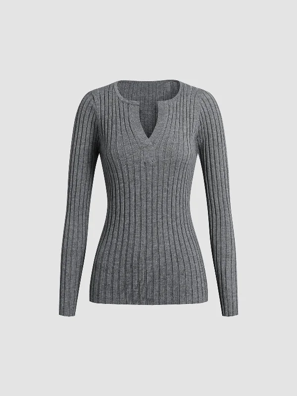 solid-textured-v-neck-knit-top