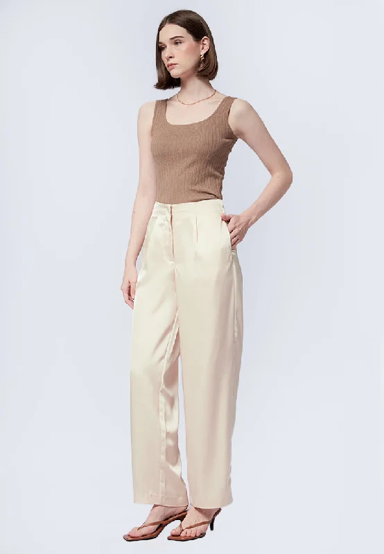 Straight Leg Satin Trousers